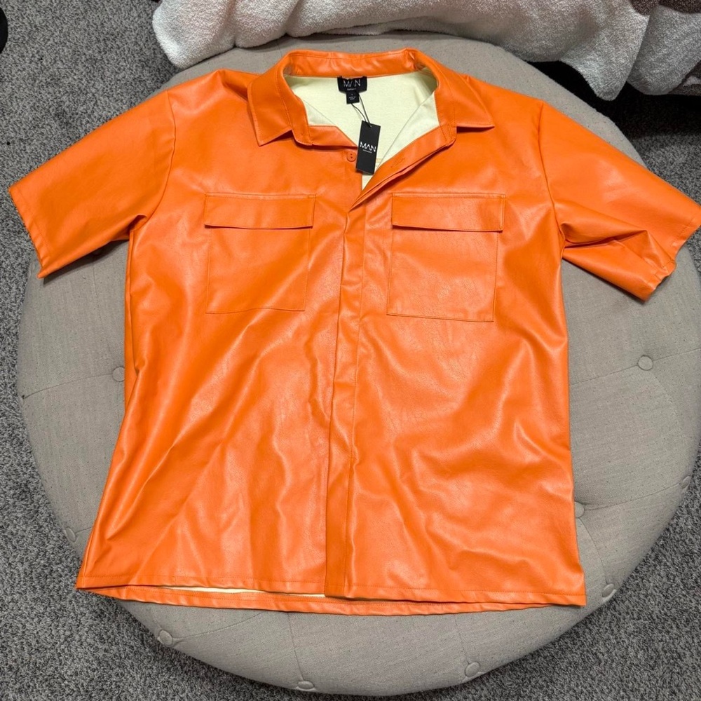 Boohoo MAN Pu Boxy Oversized Leather Shirt